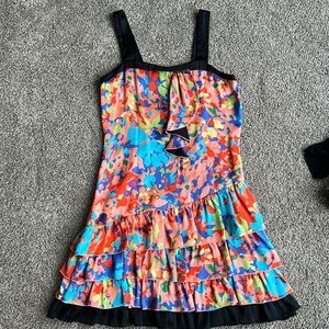 Bright colorful silky flowy dress